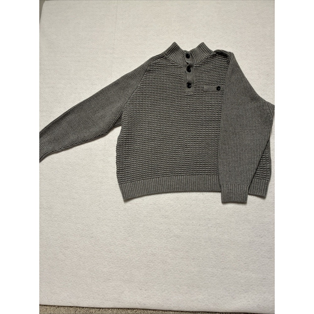 Duluth Trading‎ Co. Sweater Men's Large Gray 20% Wool Button Neck Warm Chunky